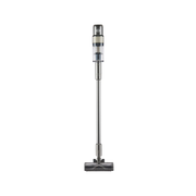 Silver and black vacuum cleaner on a white background