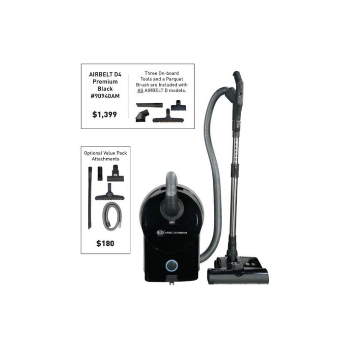 SEBO AIRBELT D4 Premium Onyx Canister Vacuum Cleaner 90940AM (local pick-up only)