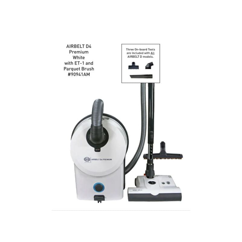 SEBO AIRBELT D4 Premium White Canister Vacuum with ET-1  