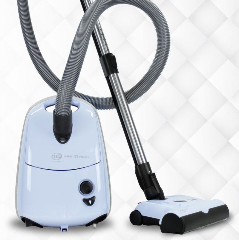 SEBO AIRBELT E3 Premium Pastel Blue Canister Vacuum 