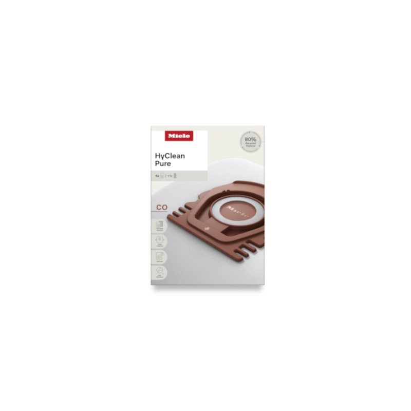 Miele HyClean Pure dust bag packaging on a white background