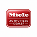 Red sign with 'Miele Authorized Dealer' text on a white background