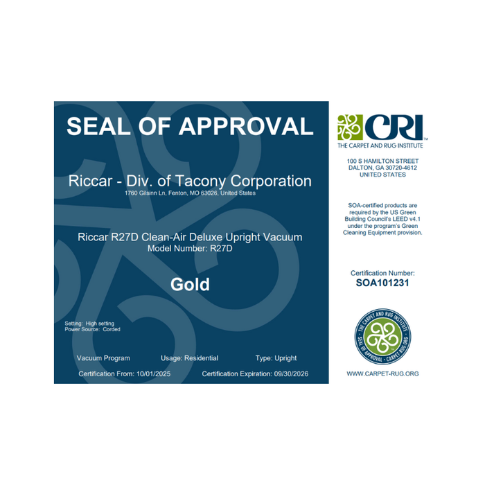 Riccar R27D Deluxe Clean Air Upright