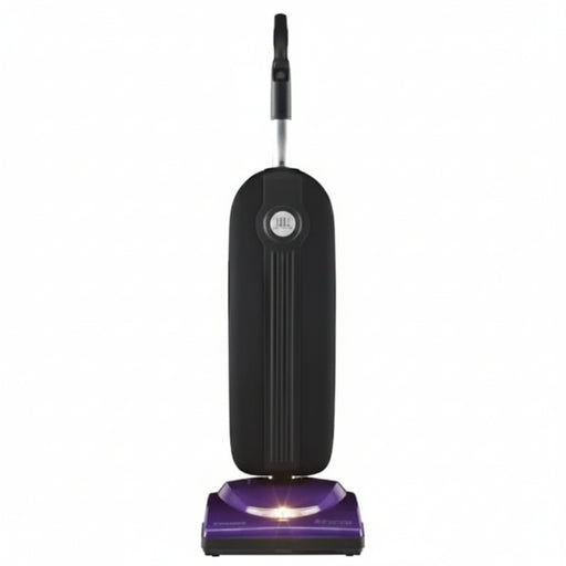 Black and purple vacuum cleaner on a white background