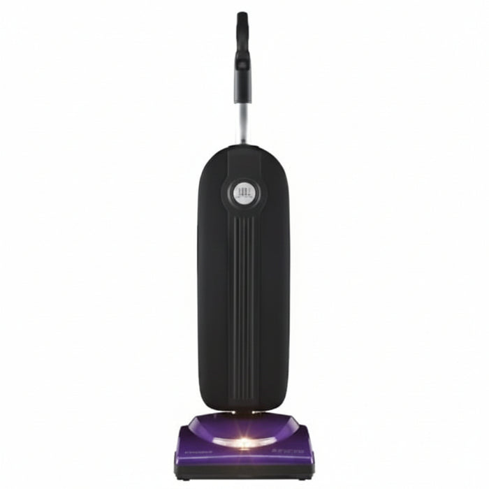 Black and purple vacuum cleaner on a white background