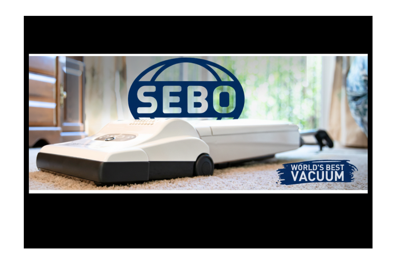 SEBO vacuum cleaner on a carpet with 'World's Best Vacuum' text