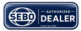 SEBO Authorized Dealer logo on a blue background